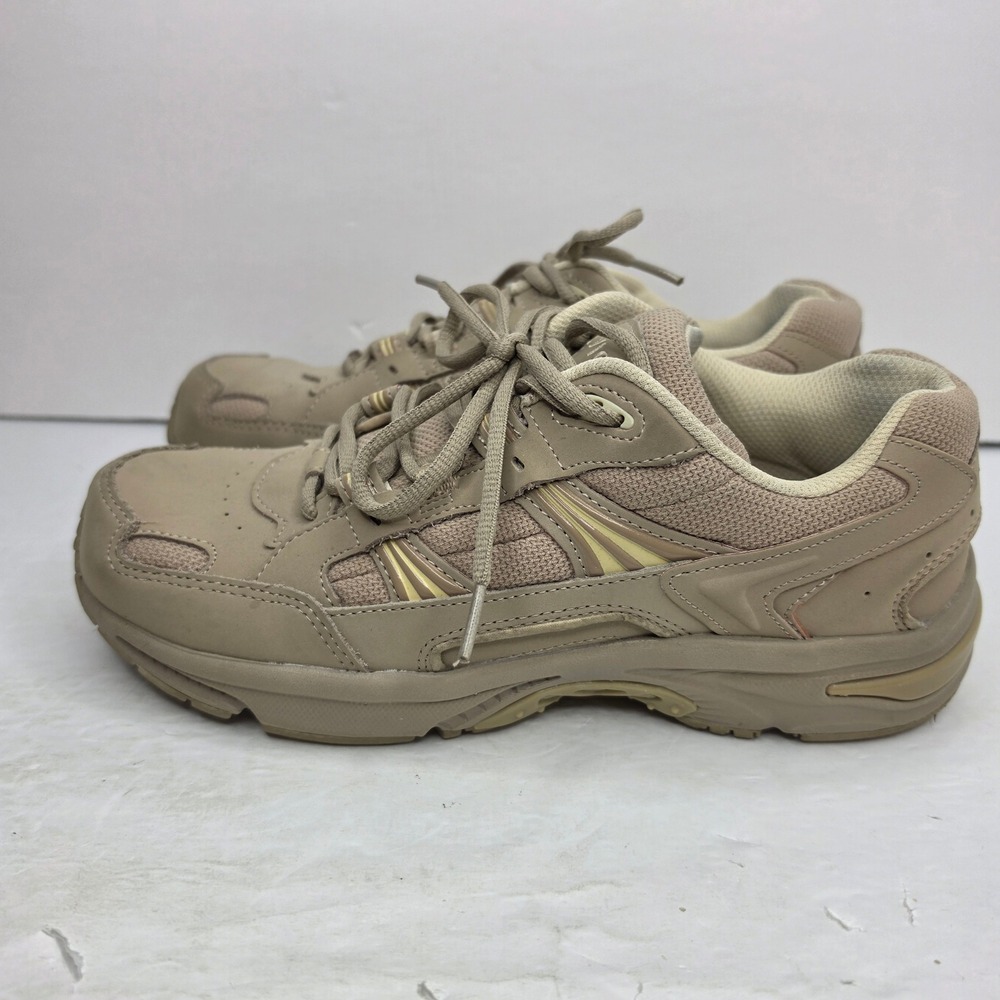 Vionic 23WALK Walking Shoes Women 9 Taupe Leather Mesh Lace Up Sneakers